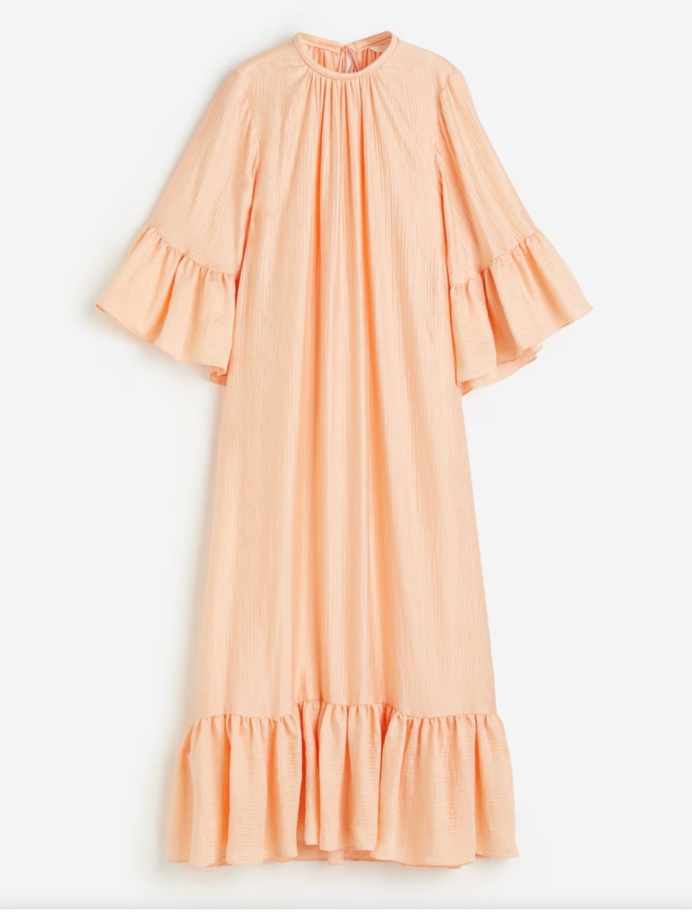 Women’s Peach Ruffle-Sleeve Maxi Kaftan Dress